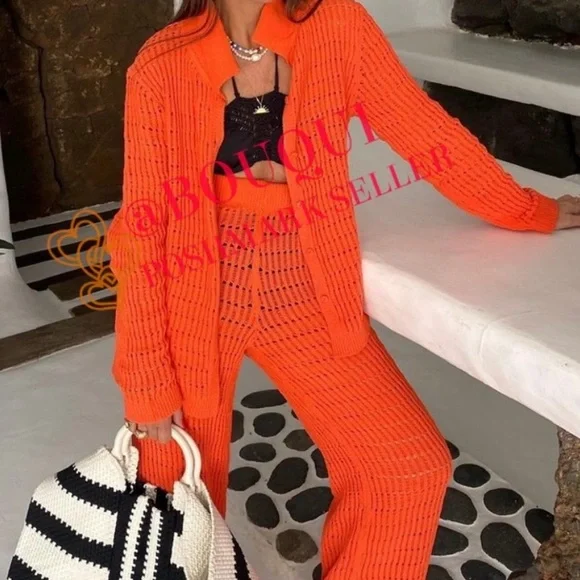 Zara crochet knit set orange color size M - Picture 1 of 5